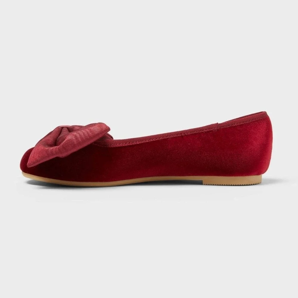 Little Girls Cat & Jack Perla Ballet Flats Red Size 4 New With Tags